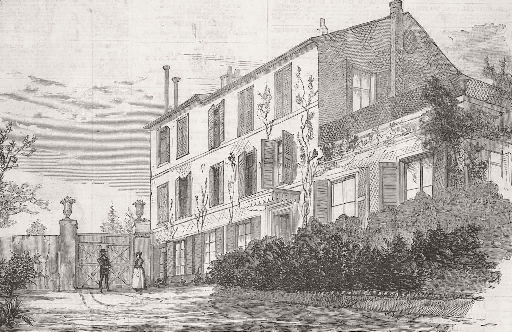 FRANCE. House where Gambetta died, Ville d'Avray 1883 old antique print